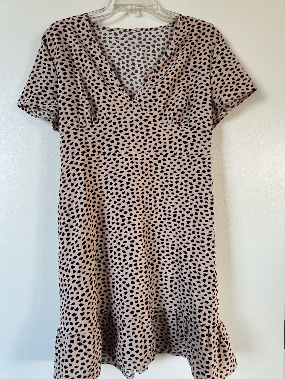 Leopard Print V-Neck Short Sleeve Dress (XL)